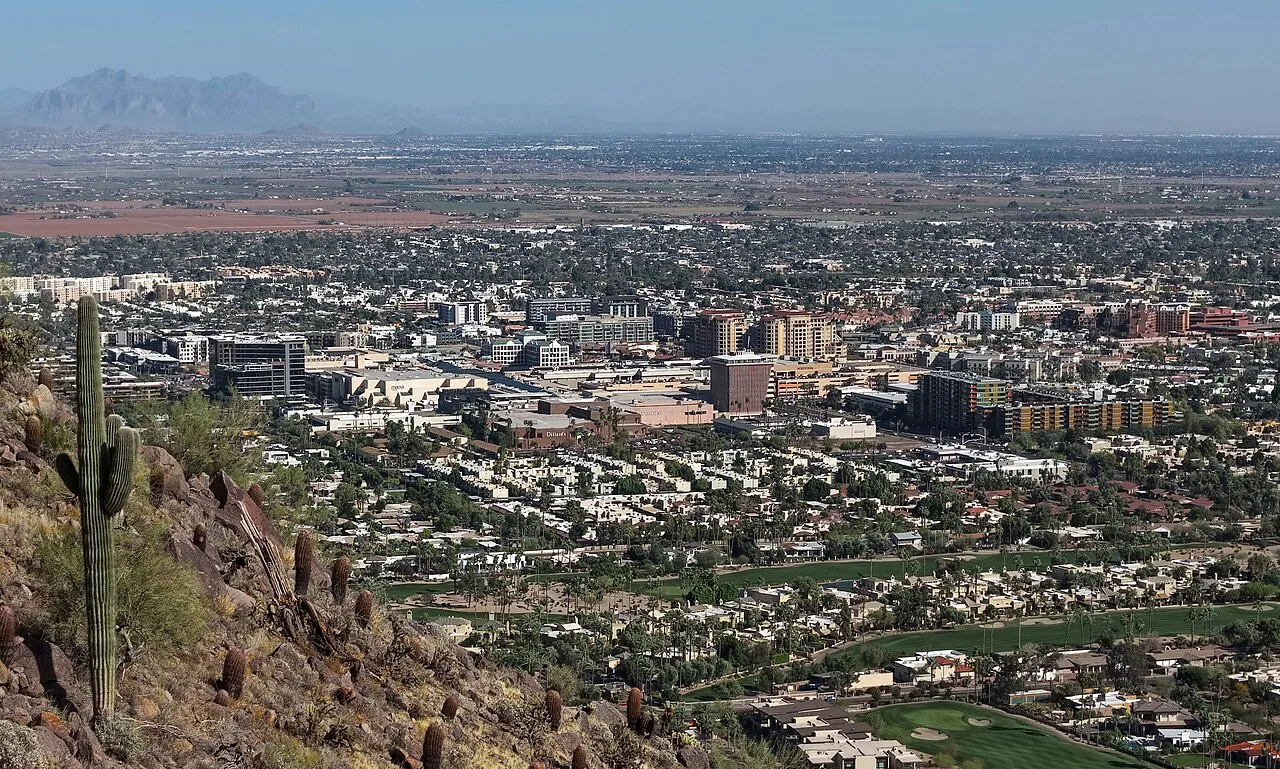 Aerial view of Scottsdale, AZ from the McDowell foothills